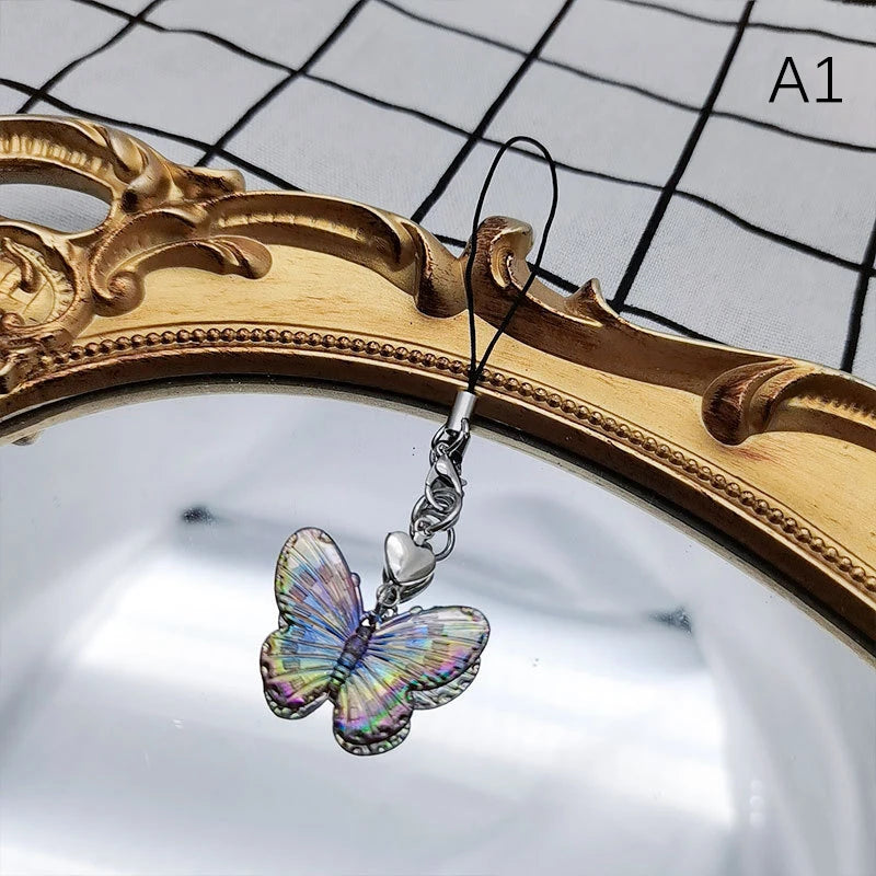 Kawaii Clear Heart Bow Knot Pendant Phone Charm Strap Camera Lanyard Sweet Cool Girl Jewelry Keychain