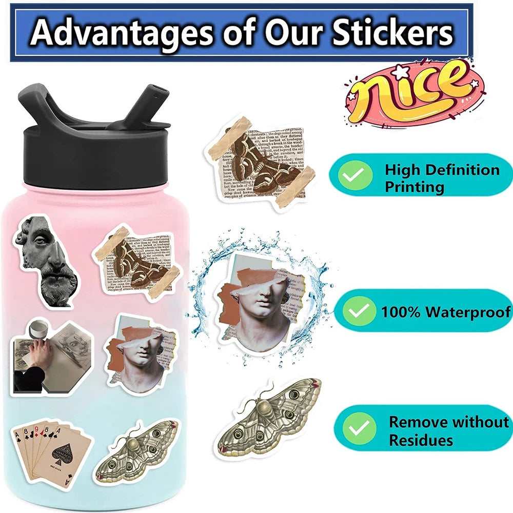 10/30/50pcs Vintage Dark Aesthetics Cartoon Stickers Graffiti Toys DIY Waterproof Skateboard Phone Bike Suitcase Wall Decals Toy