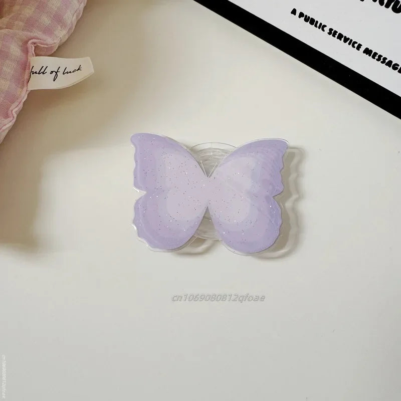 Cute Butterfly Phone Grip Tok Griptok Holder Ring For iPhone 15 Universal Accessories Lovely Bowknot Phone Stand Bracket Socket