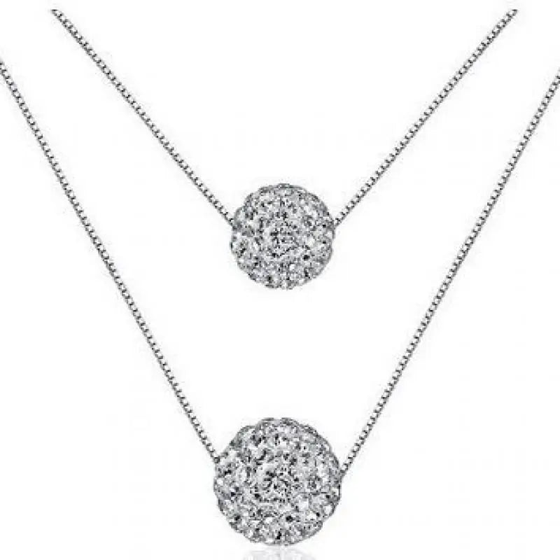 Korean Short Simple Collarbone Chain Transfer Bead Crystal Necklace Fashionable New Double-layer Crystal Ball Necklace Pendant