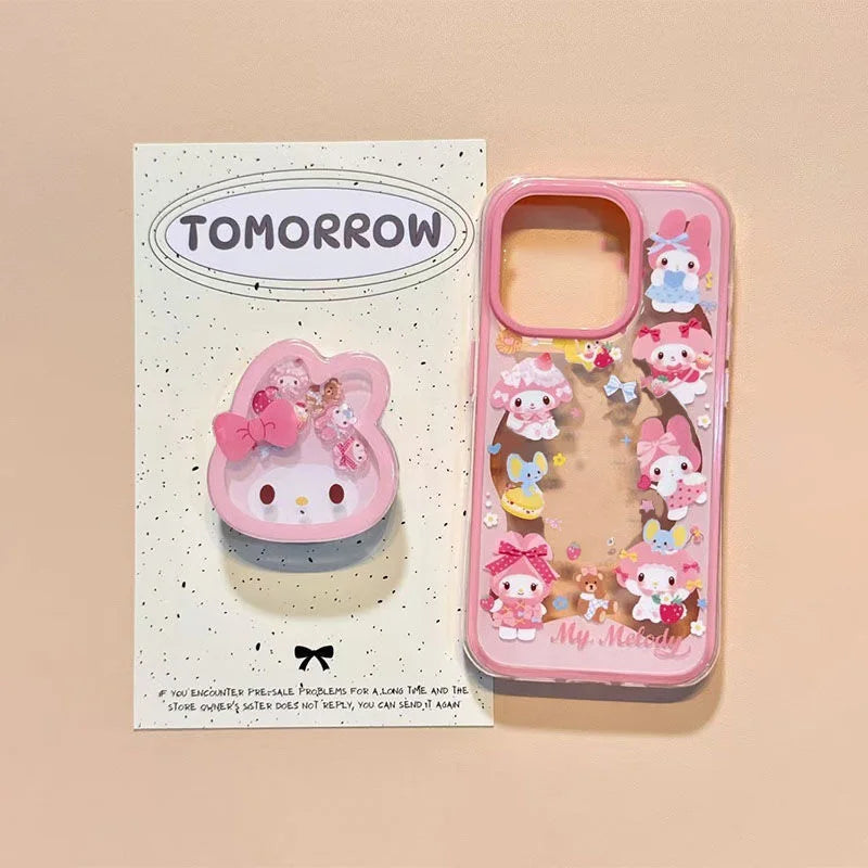 MINISO Kawaii Anime My Melody Cartoon Girl Soft Shell Anti-fall Mobile Phone Case Student Surroundings Iphone Mobile Phone Case