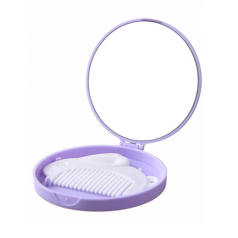 Makeup Mirror Comb Set Portable Rabbit - Shaped Compact Mini Mirror Cute Pocket Mirror