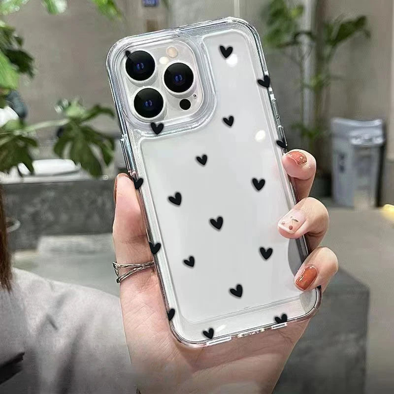 Phone Case For Xiaomi Redmi Note 14 13 12 Pro Plus 5G 12S 11S 11 Redmi 12 13 13C Heart Graphic Soft Silicone Clear Bumper Cover