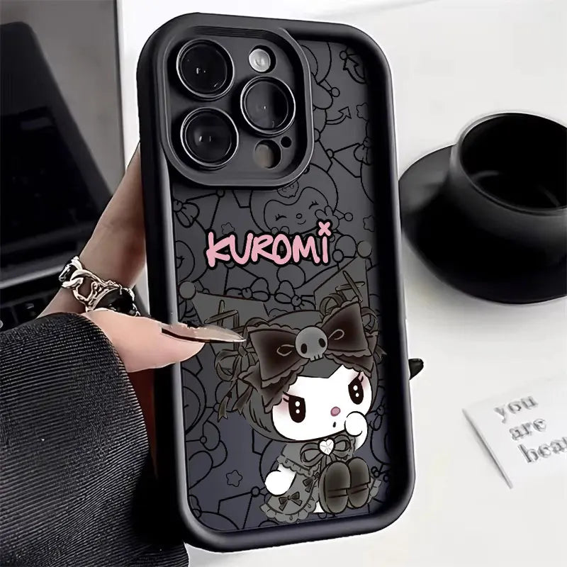 Kuromi My Melody Phone Case For iPhone 11 12 13 14 15 16 Pro Max Sanrio Thicken Case For iPhone 15 16 Plus Soft Protective Cover