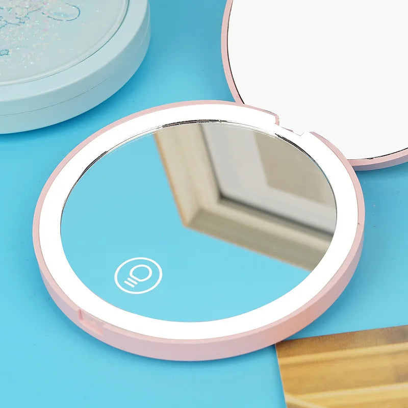 2x mini led mirror compact small pocket makeup mirrors for makeup cute make up mirror with lights