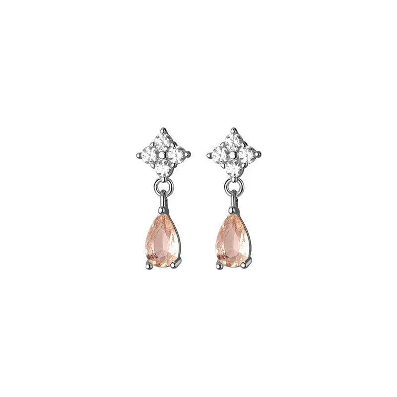Korean Cute Ear Piercing Water Drop Earrings for Women Crystal Short Tassel Hypoallergenic Female Earrings Party Jewelry Brincos