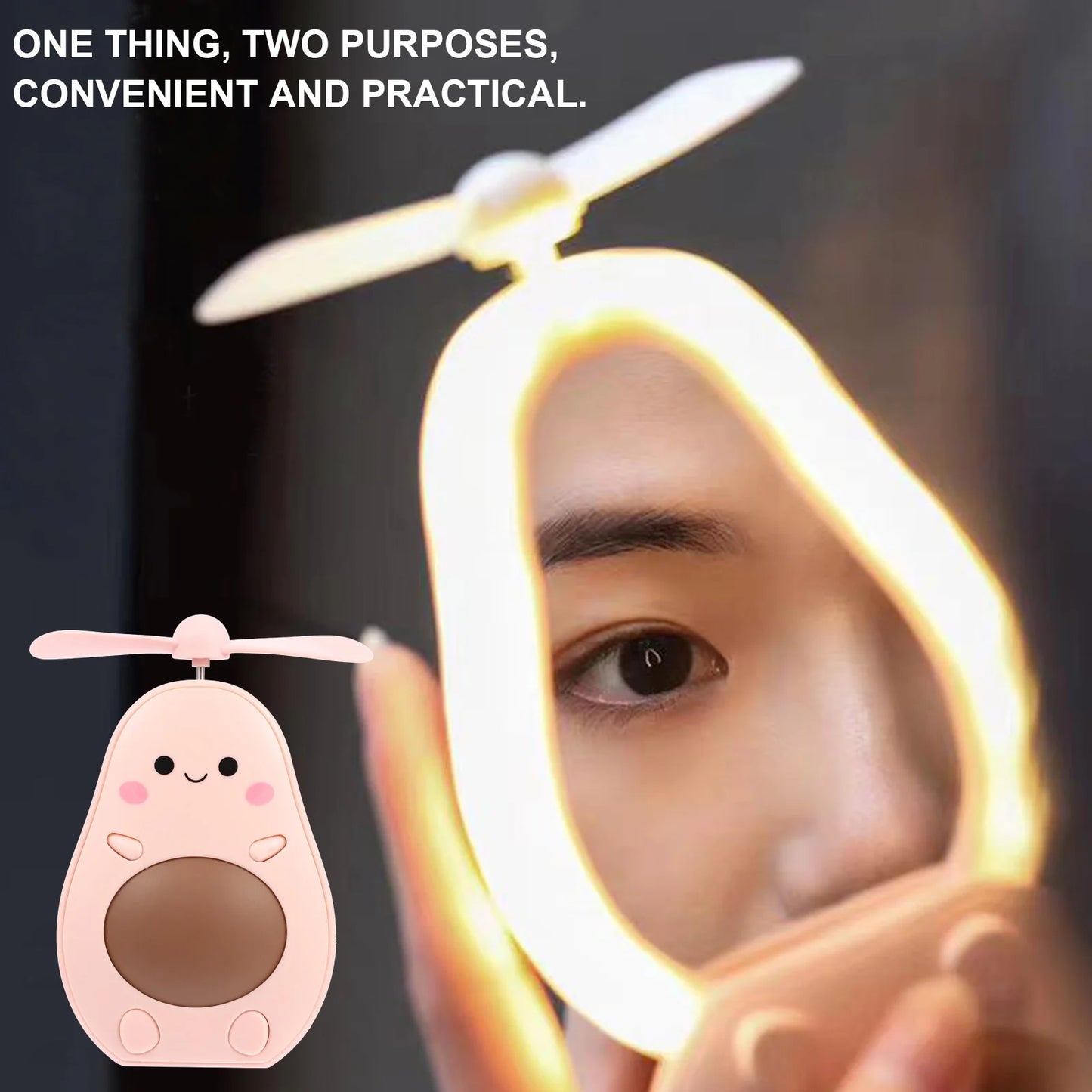1 set Makeup Mirror Fans Portable Rechargeable LED Handheld Plastic Travel Folding Compact Mirrors For Eyeliner Gifts Women