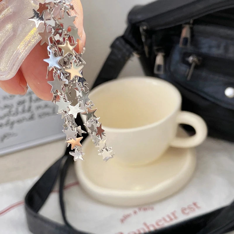 1 Piece Cute Angel Wings Star Chain Mobile Phone Charm Keychain Y2K Backpack Pendant Bag Hanging Ornament Girl Gift