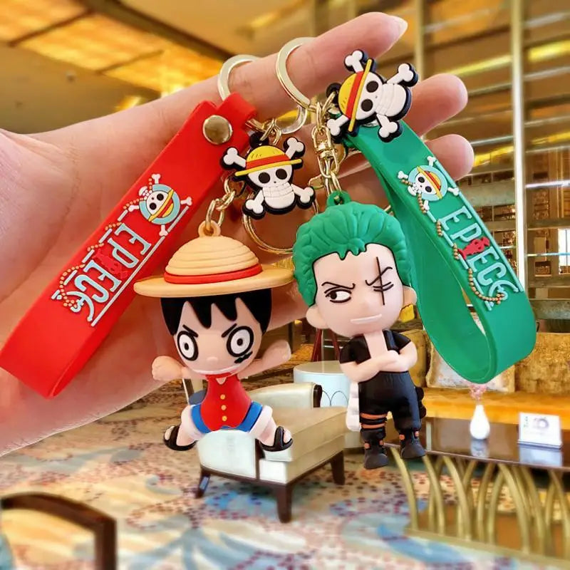 Anime One Piece Figures Keychain Monkey D. Luffy Nami Zoro Key Chain Car Bag Pendant Pvc Model Doll Decor for Friends Kids Gift