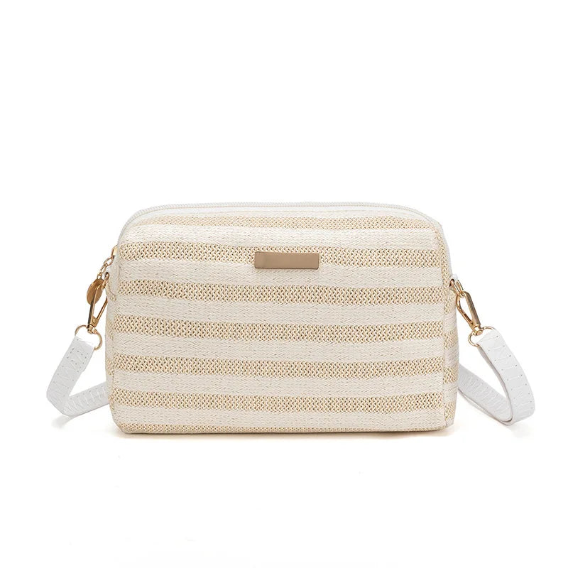 Solid Color Bag Women Woven Shoulder Bag Messenger Bag Fashion Straw Beach Bag Purses and Handbags Bolsa De Paja Drop Shipping