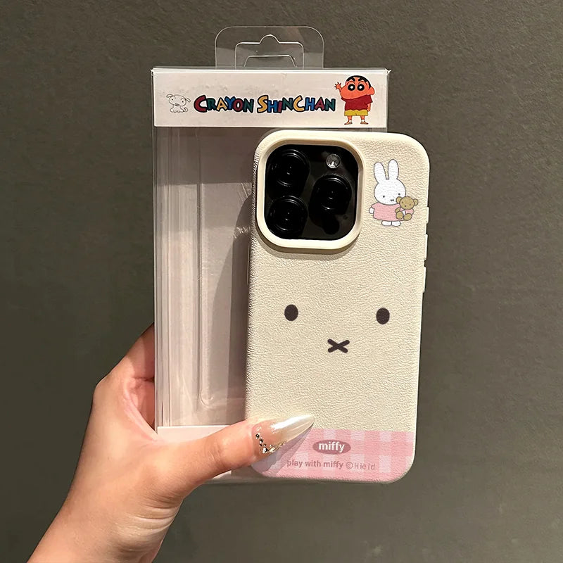 Miffy Kawaii Phone Case Cute Bear Miffy Rabbit Cartoon Iphone 16 15 14 13 All Inclusive Anti Fall Soft Shell for Couples