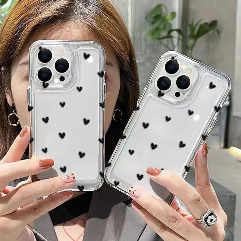 Phone Case For Xiaomi Redmi Note 14 13 12 Pro Plus 5G 12S 11S 11 Redmi 12 13 13C Heart Graphic Soft Silicone Clear Bumper Cover