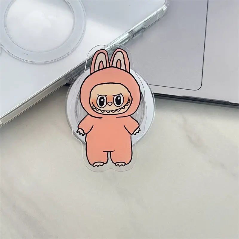 Korean La Cute BuBu Cartoon Magnetic Phone Grip Tok Griptok Phone Holder Girl for IPhone 16 15 13 Samsung Universal Stand Holder