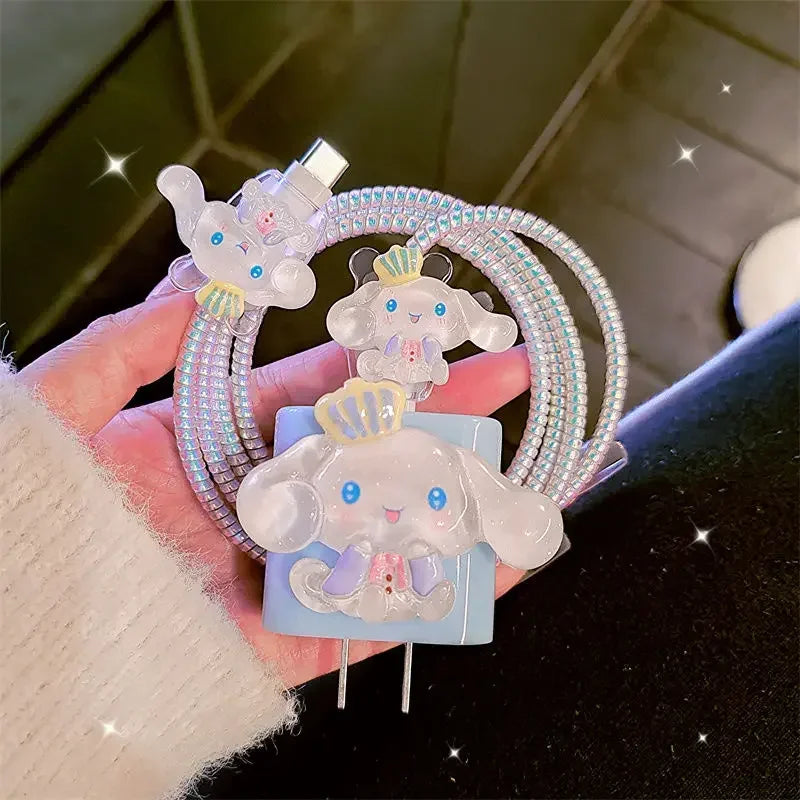 Sanrio Cinnamoroll IPhone Charger Protective Case for IPhone15 Cute Cartoon My Melody Mobile Phone Data Cable Protective Case