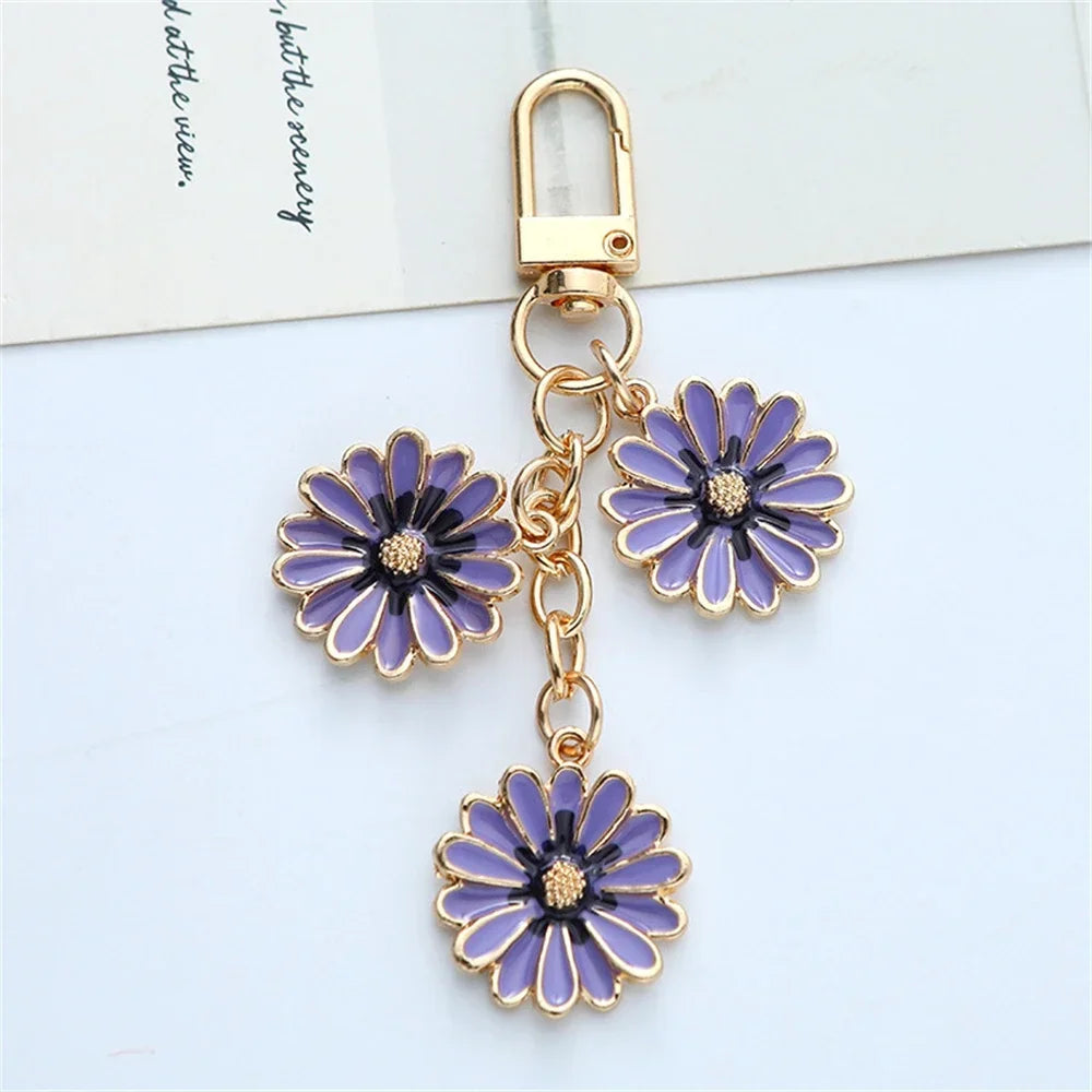 Cute Cherry Blossom Keychain Enamel Flower Pendant Key Chain Couple Car Key Holder Accessories For Women Girls Handbag Jewelry