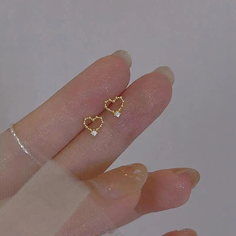 Korean Cute Ear Piercing Water Drop Earrings for Women Crystal Short Tassel Hypoallergenic Female Earrings Party Jewelry Brincos