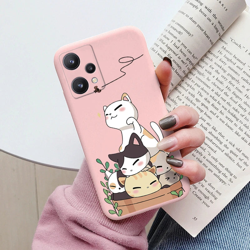 For Realme 9 4G Case 9 Pro Plus Cover Cute Heart Flower Back Cover Soft Silicone Protective Funda For OPPO Realme 9 Pro+ Shell