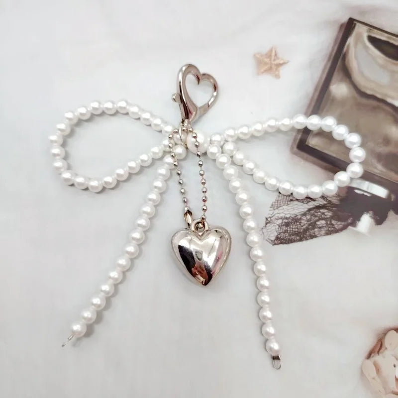 INS Wind Sweet Pearl Bow Bag Pendant Love Pendant Phone Pendant Girl Heart Phone Chain