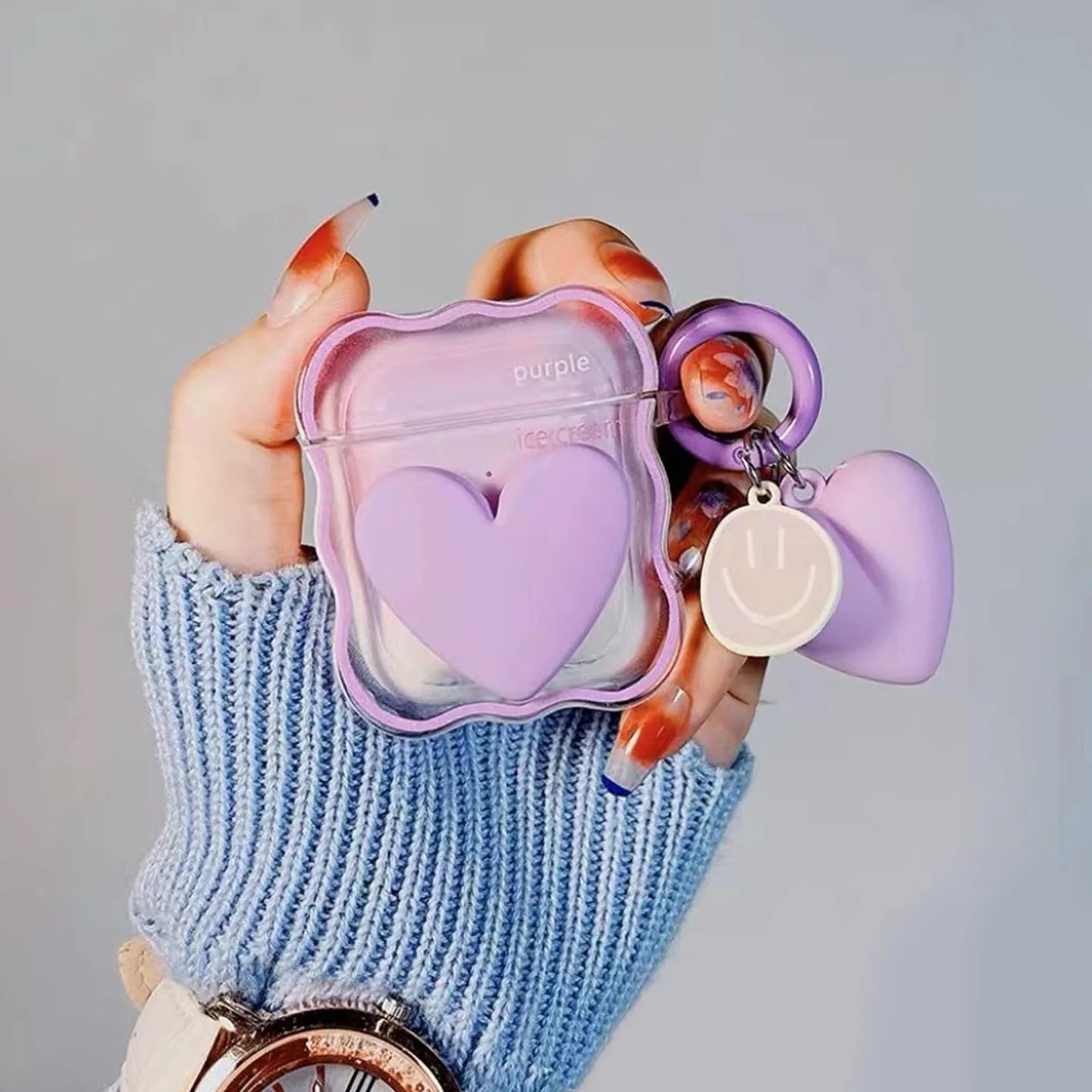 wholesale Ins 3D Bow Wave Case for Apple AirPods 3 Cases Purple Floral Girls Cover for AirPods 12 AirPods Pro Box With Keychain