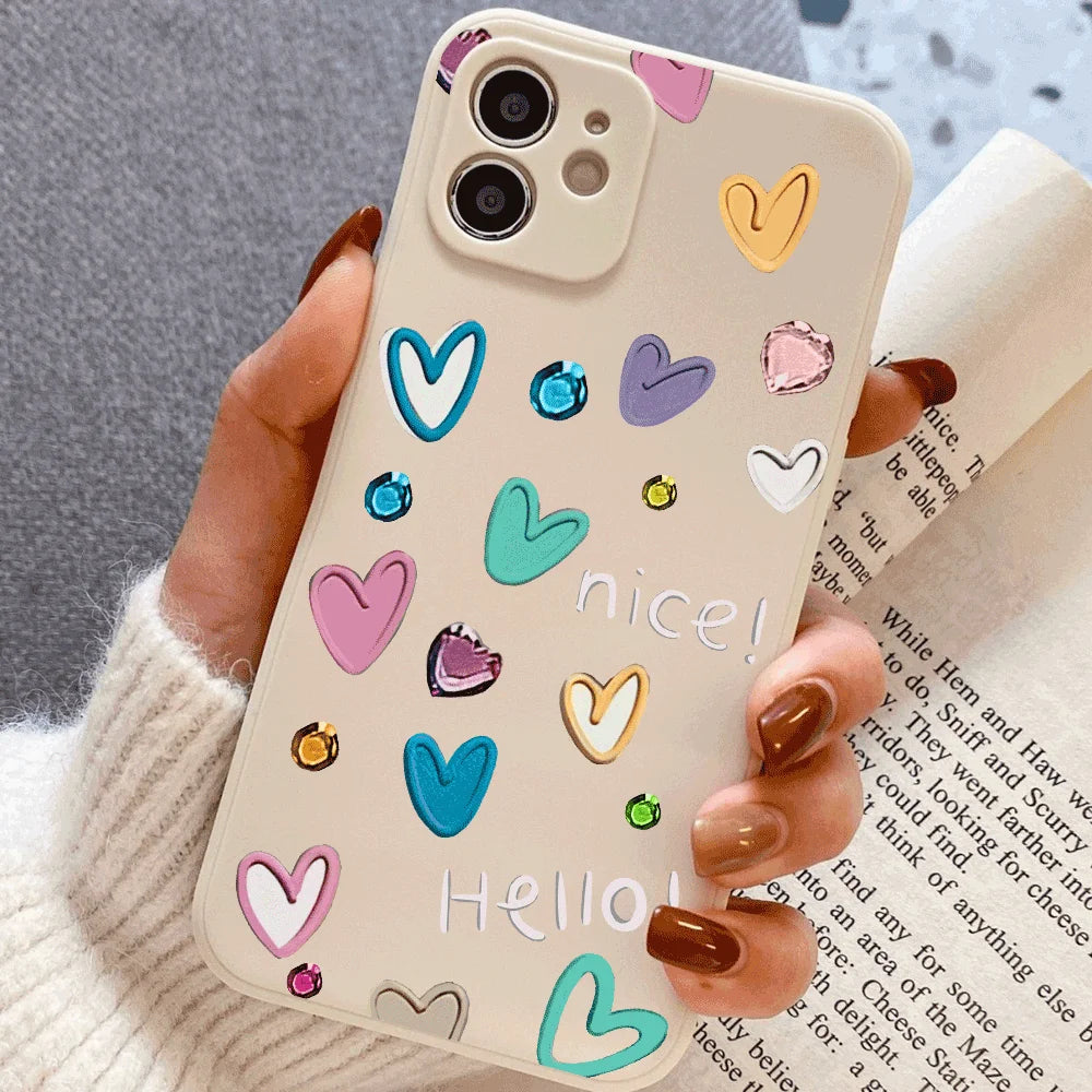 Phone Case for Xiaomi Redmi Note 14 13 12 11 10 9 8 7 14Pro Plus 4G 5G Anti-Scratch Slim Trendy Cover, Graffiti Love silicon