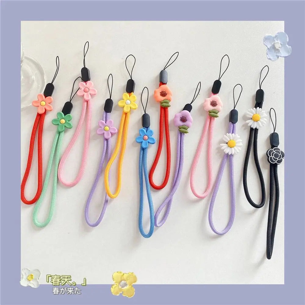 Strap Hanging Rope Phone Charms Keys Short Rope Mobile Phone Lanyard Wrist Hand Lanyard Phone Hanging Rope Flowers Phone Strap