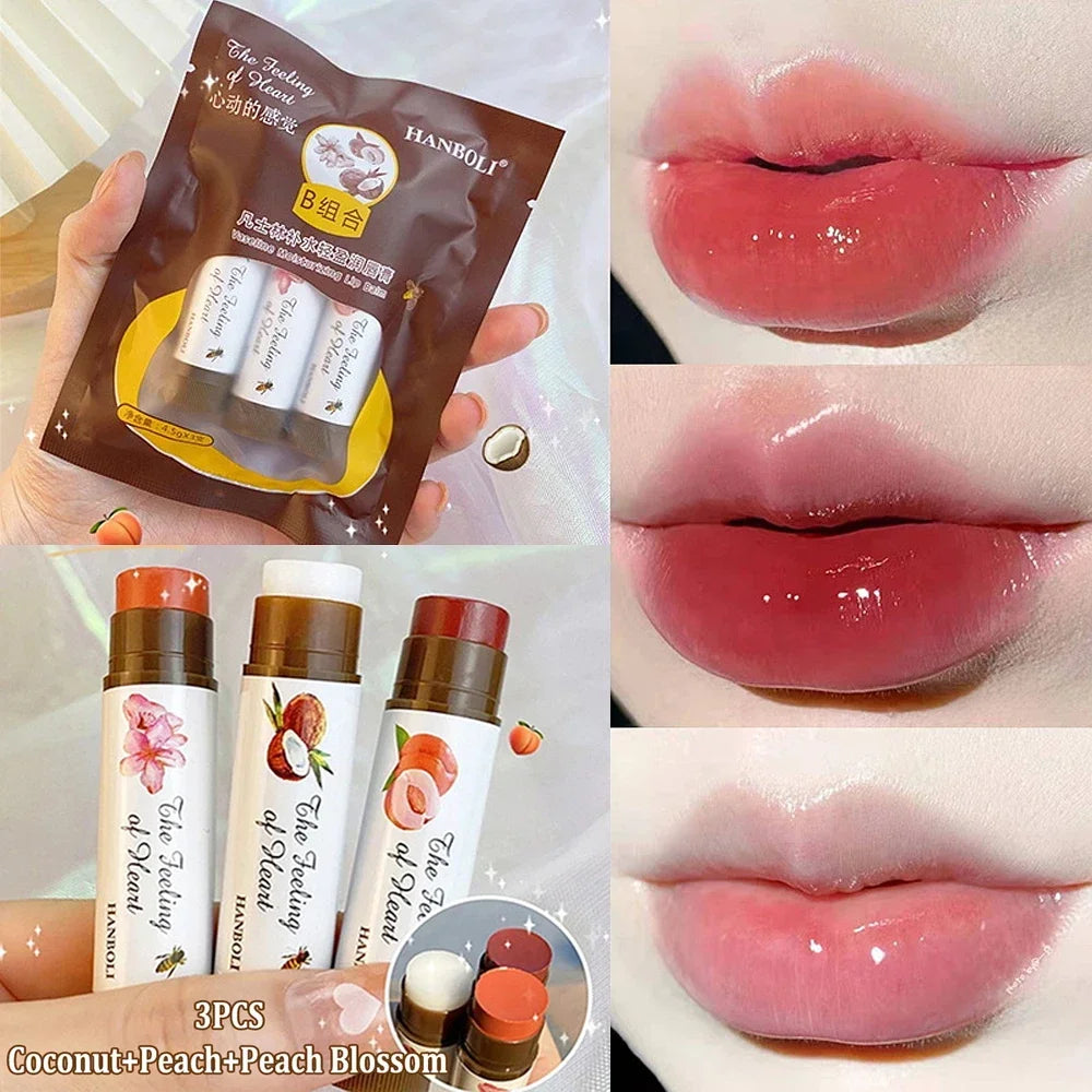 3 Colors/set Lipstick Lip Nourishing Lip Tint Lips Makeup Watery Lipgloss Lasting Moisturizing Colored Lip Balm Beauty Cosmetics