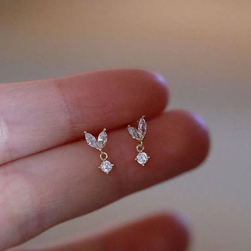Korean Cute Ear Piercing Water Drop Earrings for Women Crystal Short Tassel Hypoallergenic Female Earrings Party Jewelry Brincos
