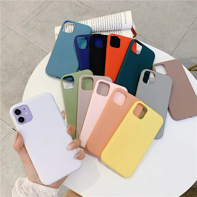 Candy Color Phone Case For iPhone 14 Plus 14 Pro Max 11 12 13 Pro X 7 8 Plus XR XS Max 12 mini Soft TPU shockproof Cover Funda