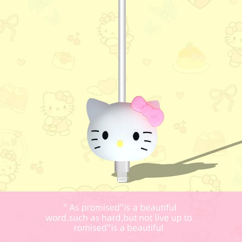 1pc Kawaii Hello Kitty Kuromi MyMelody Sanrios Data Cable Protective Cover Cute Cartoon Soft USB Charger Anti-break Cable Sleeve