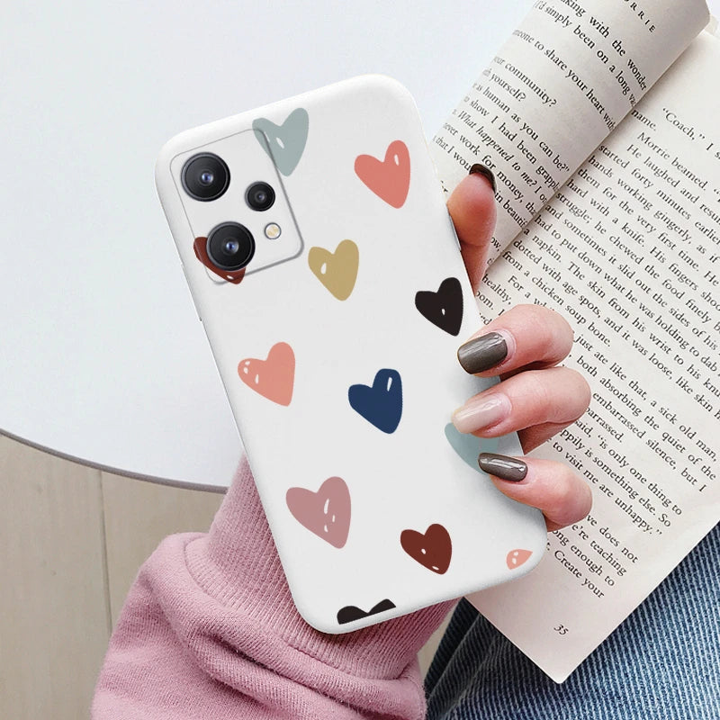 For Realme 9 4G Case 9 Pro Plus Cover Cute Heart Flower Back Cover Soft Silicone Protective Funda For OPPO Realme 9 Pro+ Shell