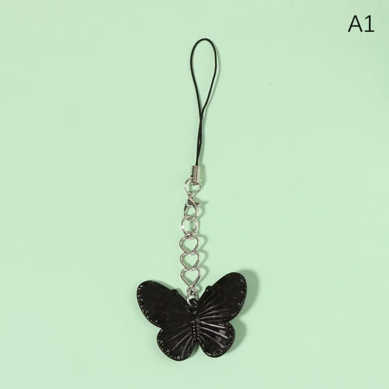 1PC Fashion Sweet Cool Colorful Butterfly Mobile Phone Lanyard Cell Phone Strap Keychain Butterfly Bags Pendant Decor