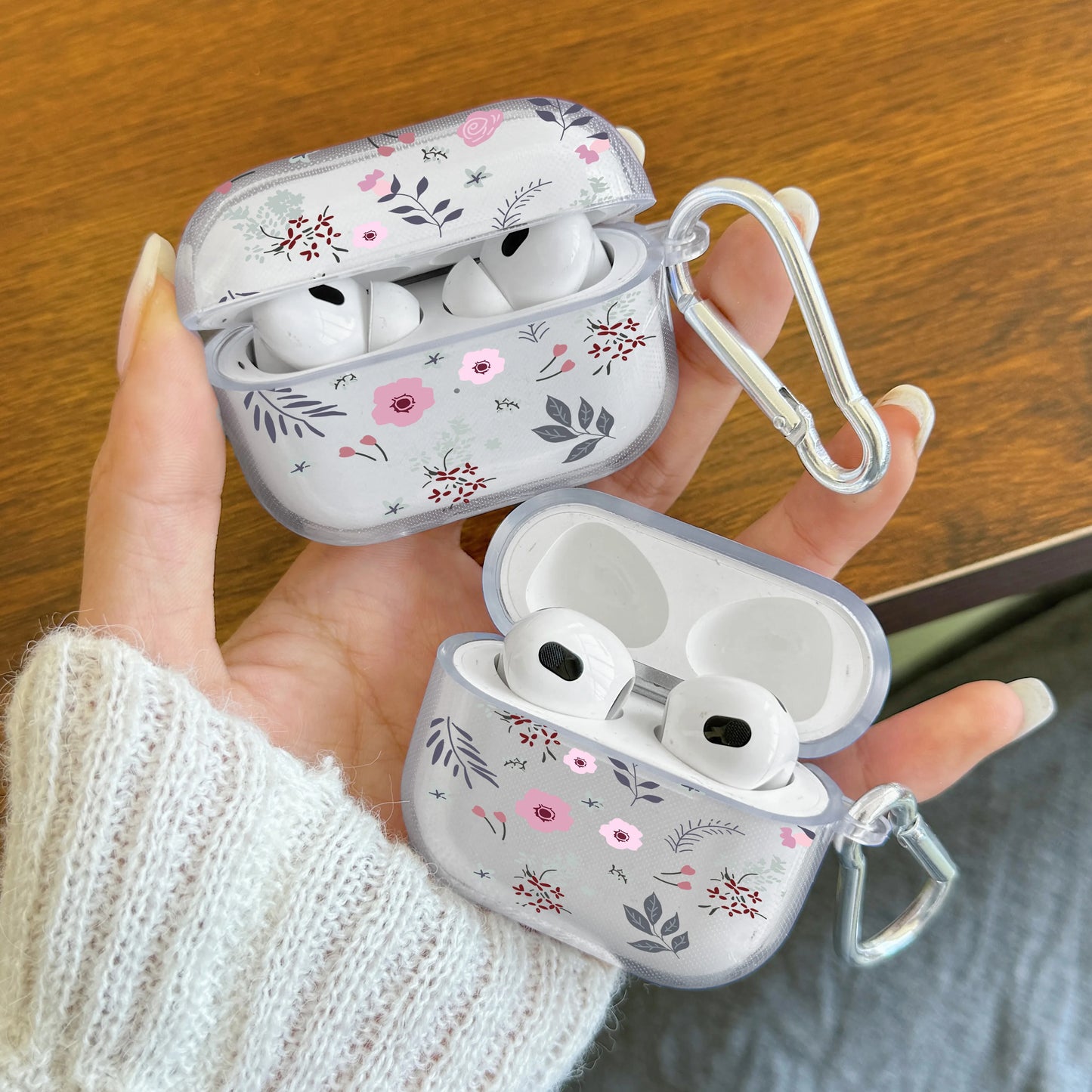 Cherry Blossom Bow Earphone Case For AirPods 1/2 TPU Clear Earphone Case For Airpods Pro2 Pro 3 4 Protective Cover With Keychain