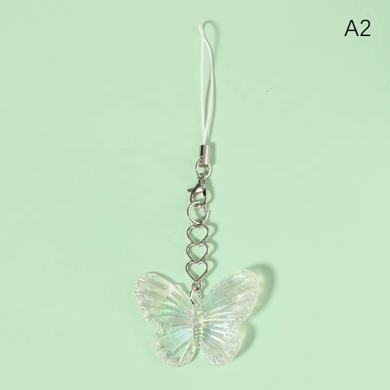 1PC Fashion Sweet Cool Colorful Butterfly Mobile Phone Lanyard Cell Phone Strap Keychain Butterfly Bags Pendant Decor