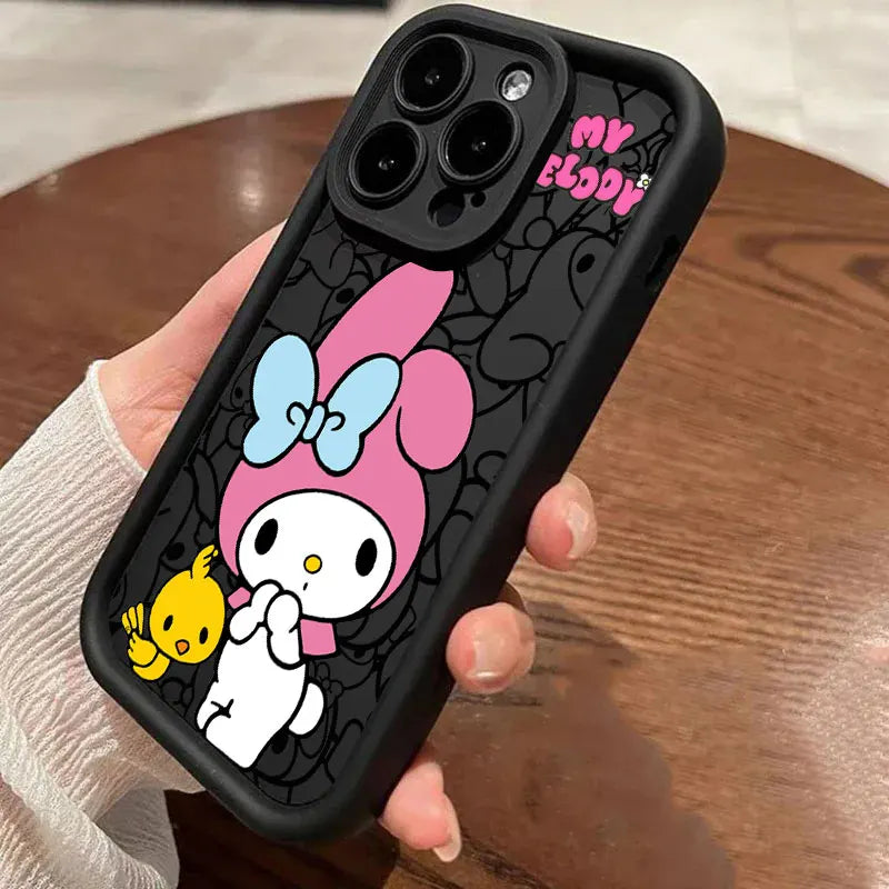 Kuromi My Melody Phone Case For iPhone 11 12 13 14 15 16 Pro Max Sanrio Thicken Case For iPhone 15 16 Plus Soft Protective Cover