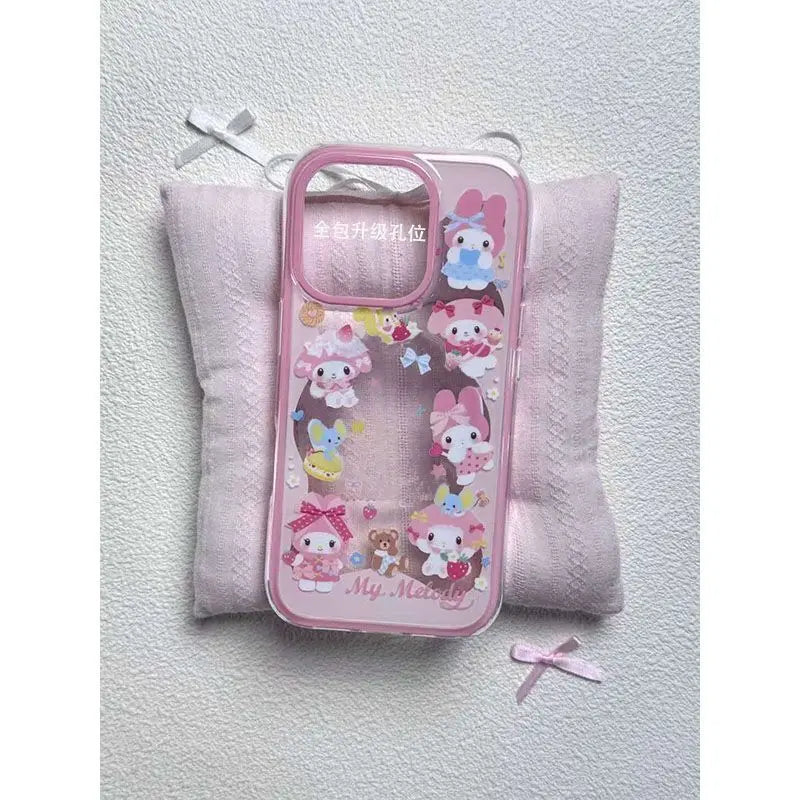 MINISO Kawaii Anime My Melody Cartoon Girl Soft Shell Anti-fall Mobile Phone Case Student Surroundings Iphone Mobile Phone Case