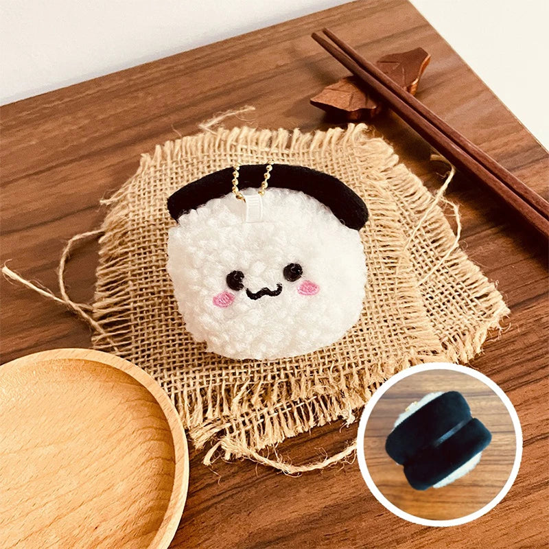 1PC Kawaii Japanese Colorful Rice Ball Doll Pendant Cute Salmon Sushi Plush Keychain Mini Stuffed Toy Couple Gift