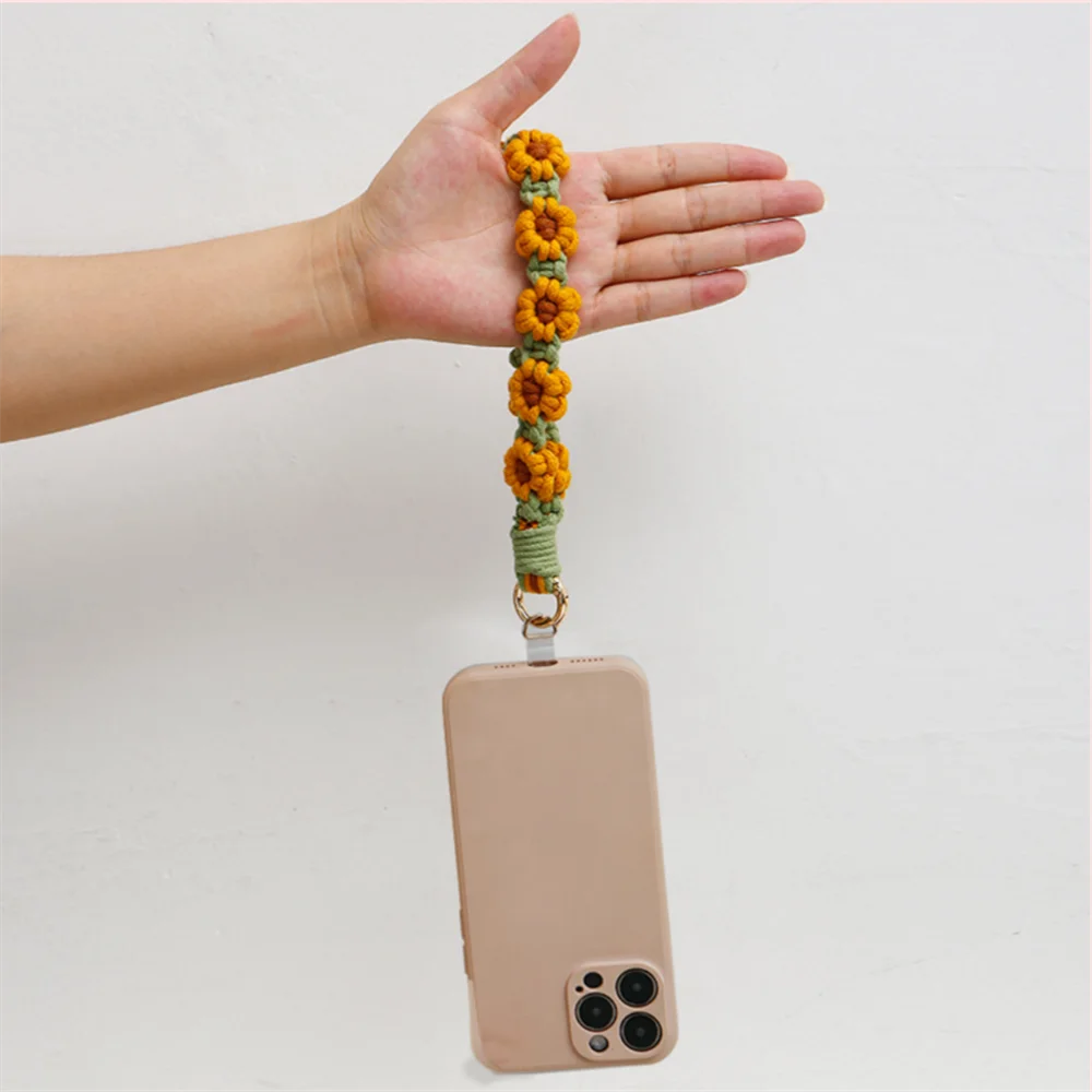 Artisan Crafted Handmade Mobile Accessory Flower Charm Woven Bag Pendant For Fashion Accessory Phone Decoration Gift Idea