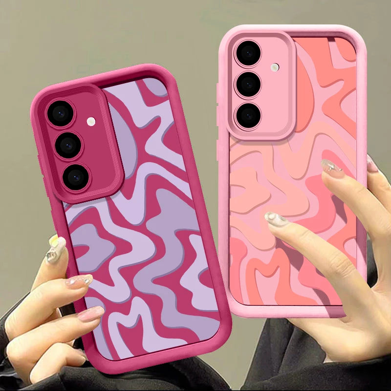 Striped Pattern Case For Samsung Galaxy A16 A55 A54 A15 A14 A25 A35 A56 5G S25 Edge S25 S24 S23 S22 Ultra S24 FE TPU Cover