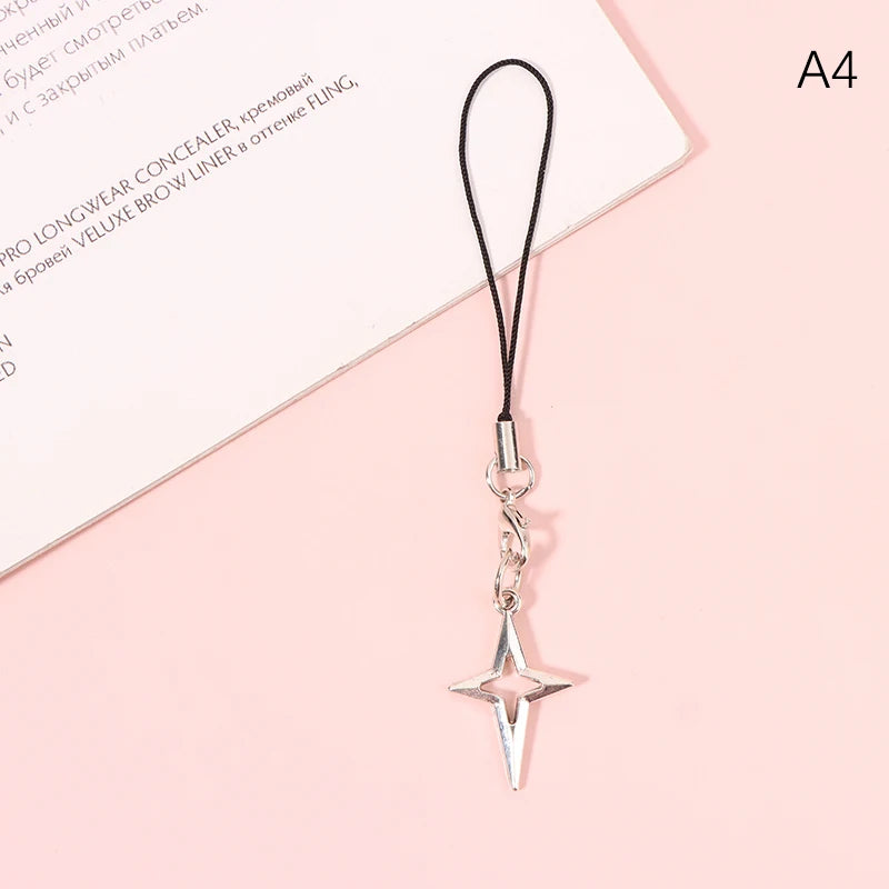 Kawaii Clear Heart Bow Knot Pendant Phone Charm Strap Camera Lanyard Sweet Cool Girl Jewelry Keychain