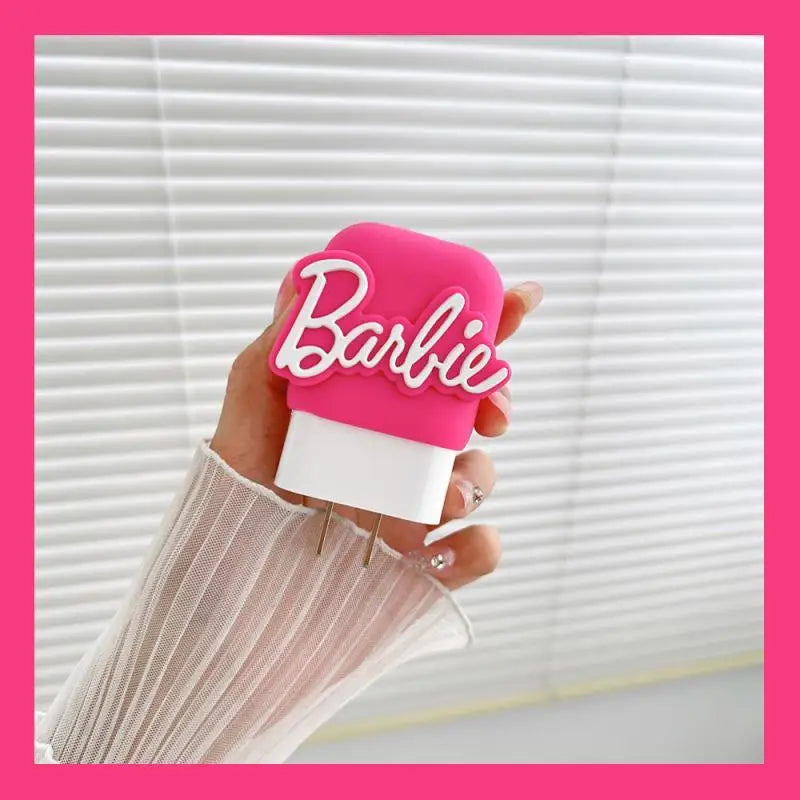 Cartoon Barbies kawaii pink data cable protective cover suitable for Apple fast charging head 18/20w anti-fall cable winder