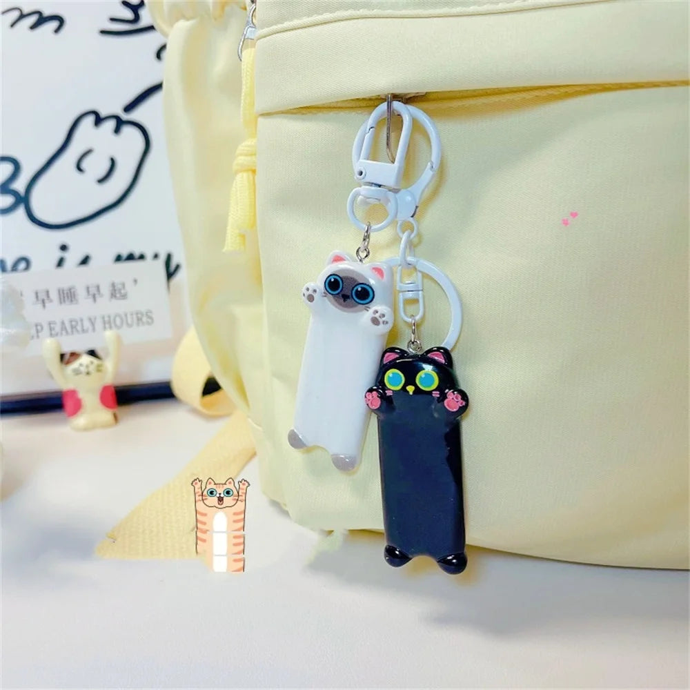 Kawaii Cartoon Cat Animal Backpack Pendants Key Chain Cute Seeking A Hug Cat Keychain Sweet Car Keyring for Children Gift