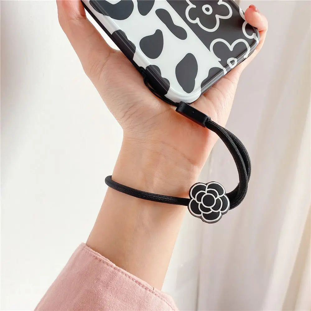 Strap Hanging Rope Phone Charms Keys Short Rope Mobile Phone Lanyard Wrist Hand Lanyard Phone Hanging Rope Flowers Phone Strap