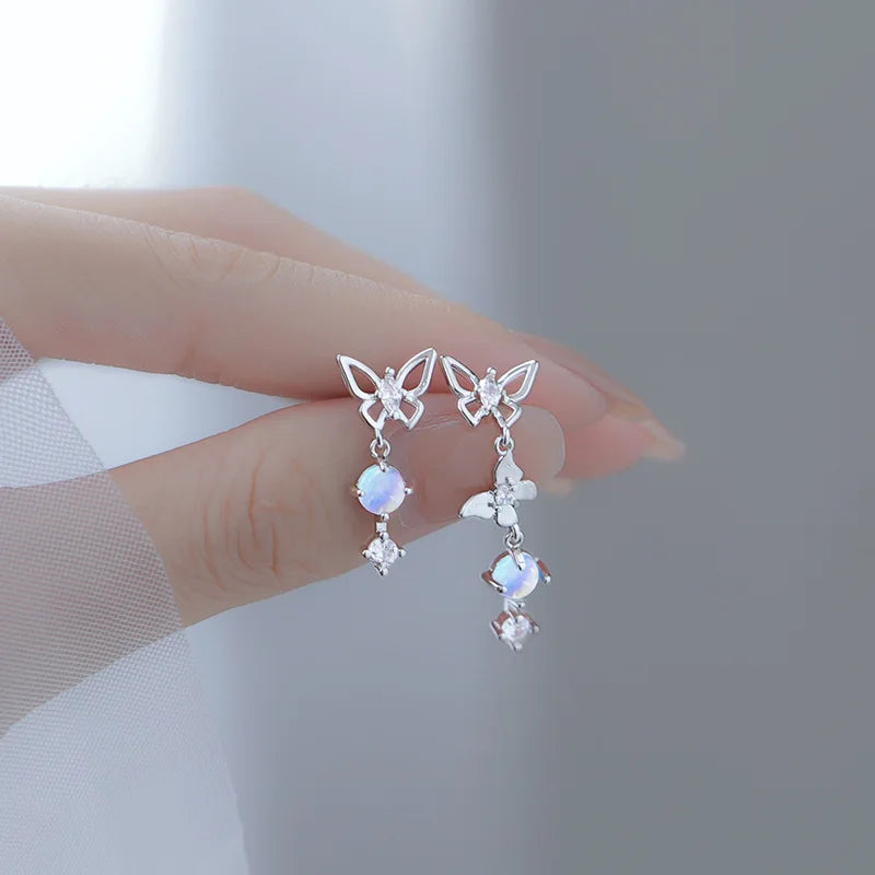 Korean Cute Ear Piercing Water Drop Earrings for Women Crystal Short Tassel Hypoallergenic Female Earrings Party Jewelry Brincos
