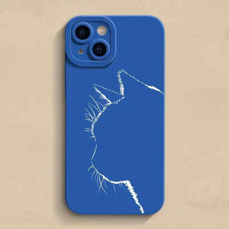 New Minimalist Cartoon Case For iPhone 11 12 13 14 15 Pro Max X XR XS 7 8 Plus SE 2 Kitten Shockproof Soft Silicone Bottom Cover