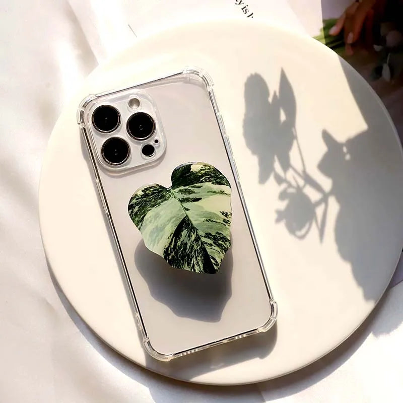 Pink Princess Plant Phone Holder Popular Socket Folding Grip Support Customization Gel Acrylic Simulation Leaf Universal
