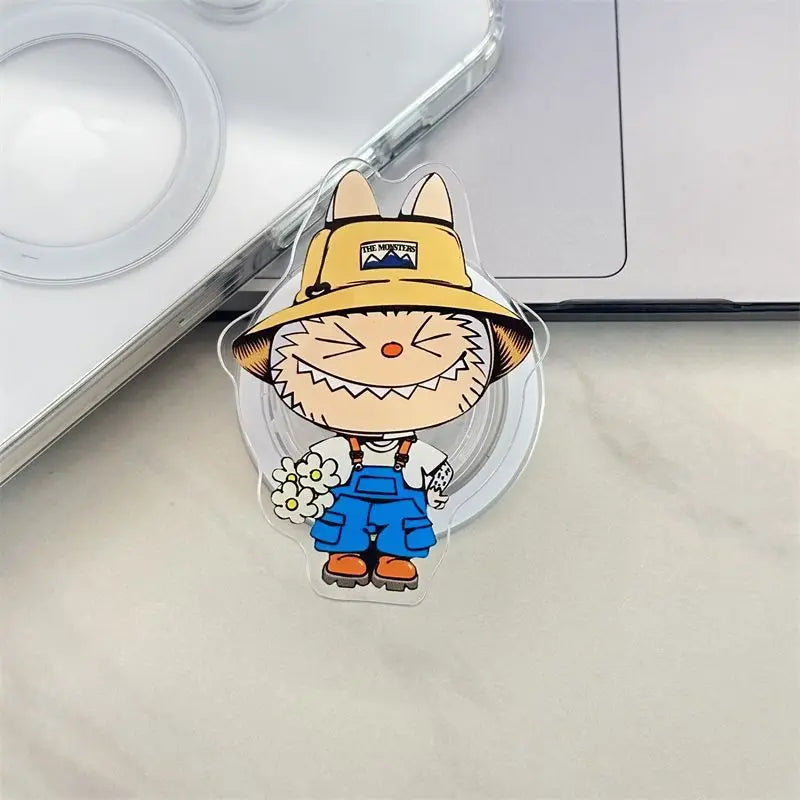 Korean La Cute BuBu Cartoon Magnetic Phone Grip Tok Griptok Phone Holder Girl for IPhone 16 15 13 Samsung Universal Stand Holder