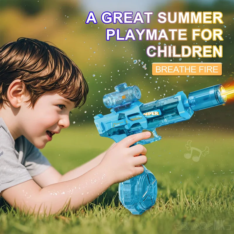 Electric Water Gun Light Up Automatic Squirt Long Range Water Gun Summer Outdoor Beach Pool Party For Adults And Kids Toy Gifts
