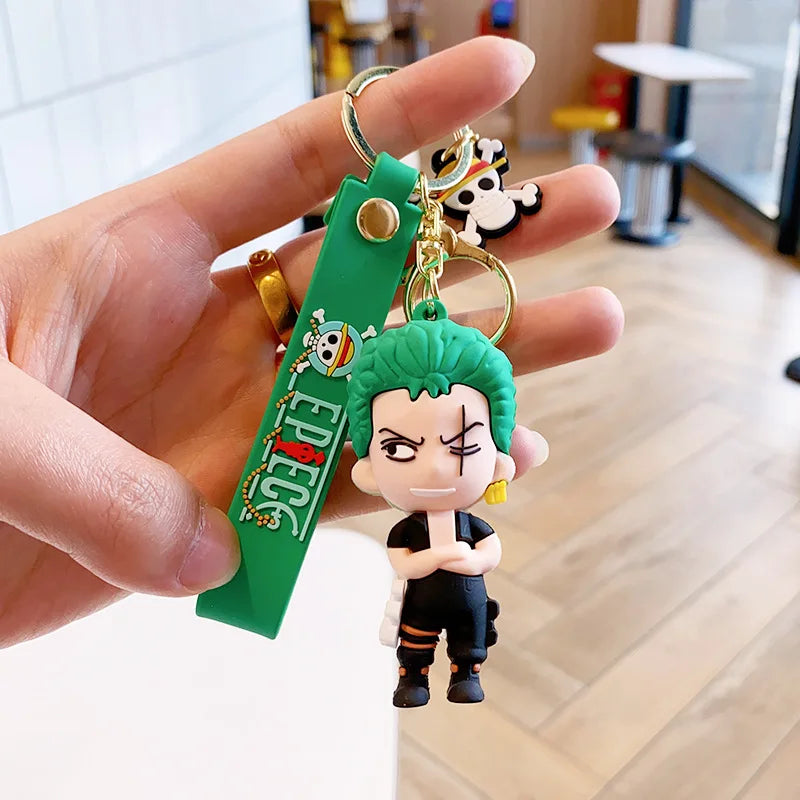 Anime One Piece Figures Keychain Monkey D. Luffy Nami Zoro Key Chain Car Bag Pendant Pvc Model Doll Decor for Friends Kids Gift