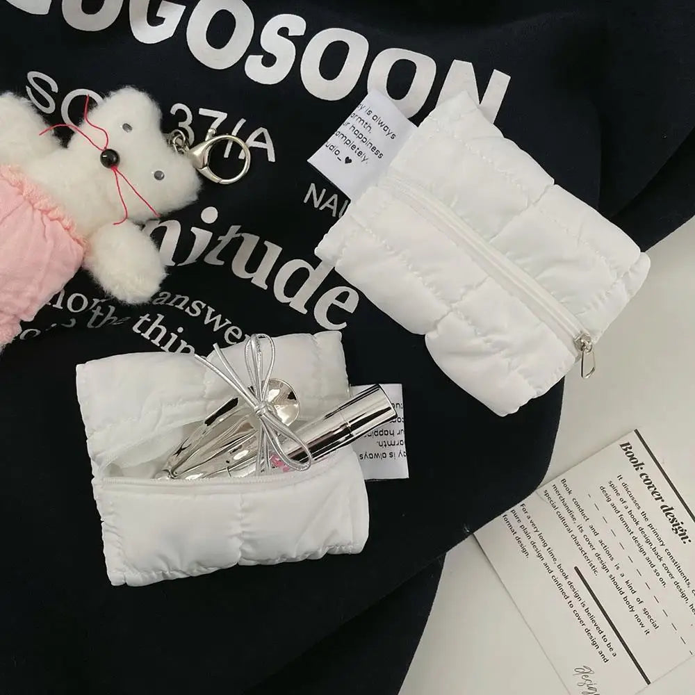 2025 Cute Mini Change Storage Bag Solid Color Cloud Pleated Coin Purse Portable Women's Earphone Coins Keys Wallet Cosmetic Bag