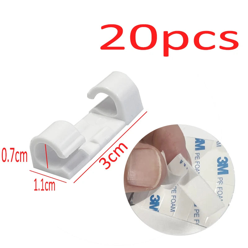 USB Cable Organizer Self Adhesive Cable Clips Data Line Winder Desktop Cable Management Clips Cord Holder Wall Wire Manager Clip